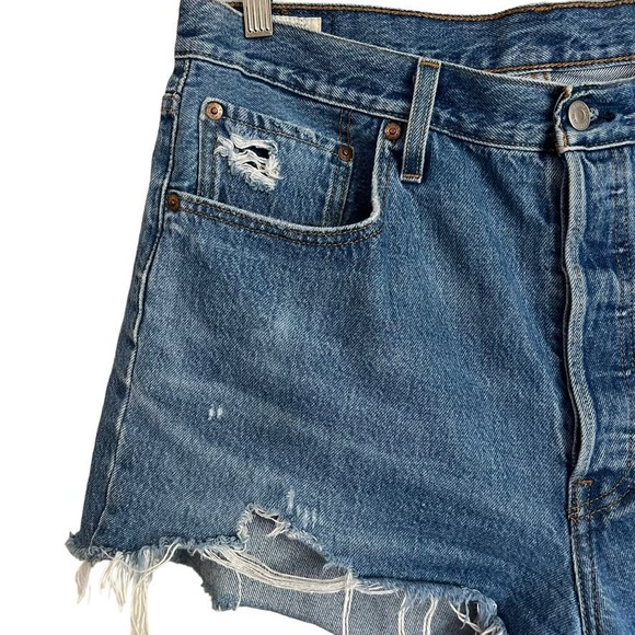 Levi's 501 Denim Cutoff Shorts Vintage with Button Fly Size 33 - Picture 2 of 14